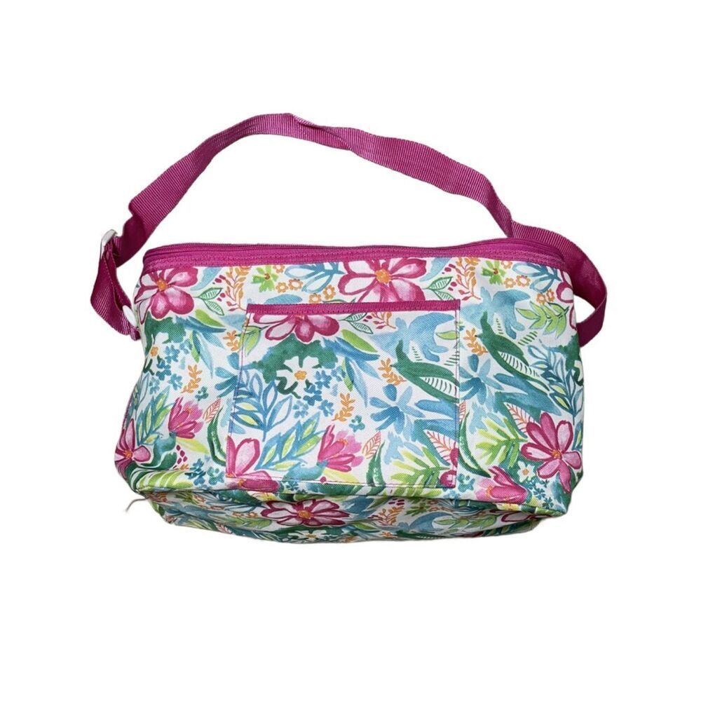 Floral Pink Tropical Print Crossbody Cooler Bag